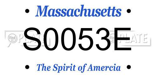 S0053E Massachusetts License Plate