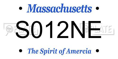 S012NE Massachusetts License Plate