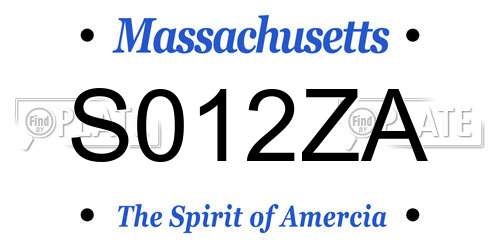 S012ZA Massachusetts License Plate
