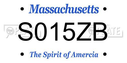 S015ZB Massachusetts License Plate