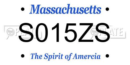 S015ZS Massachusetts License Plate