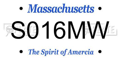 S016MW Massachusetts License Plate