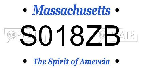 S018ZB Massachusetts License Plate