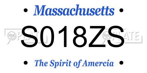 S018ZS Massachusetts License Plate