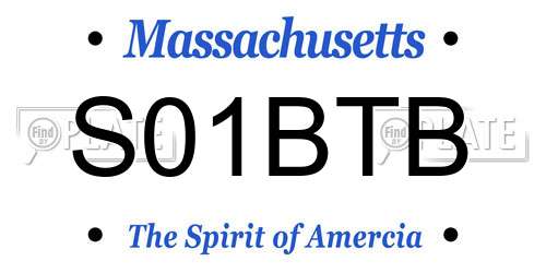 S01BTB Massachusetts License Plate