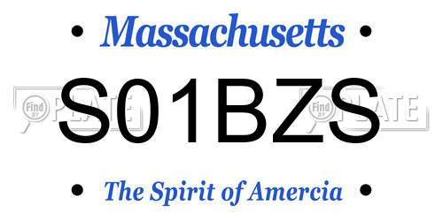 S01BZS Massachusetts License Plate