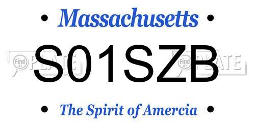 S01SZB Massachusetts License Plate