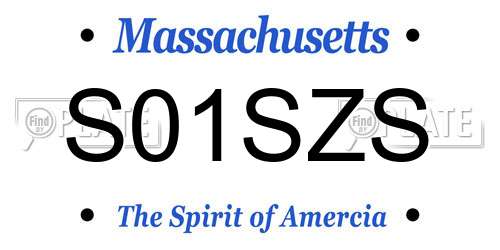 S01SZS Massachusetts License Plate