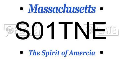S01TNE Massachusetts License Plate