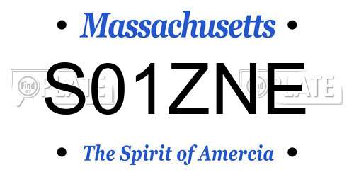 S01ZNE Massachusetts License Plate