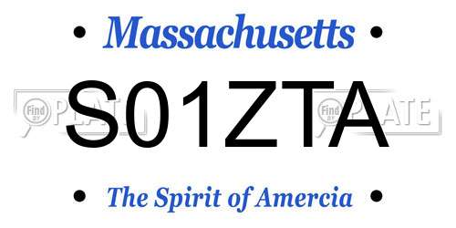 S01ZTA Massachusetts License Plate