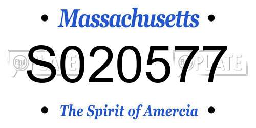 S020577 Massachusetts License Plate