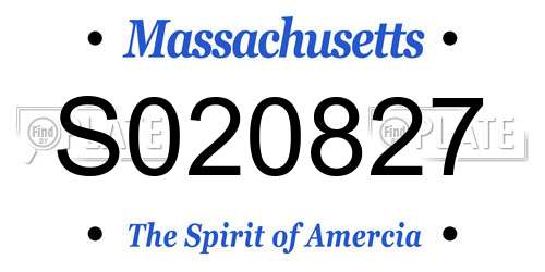 S020827 Massachusetts License Plate