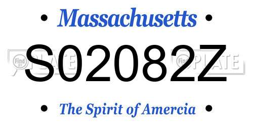 S02082Z Massachusetts License Plate