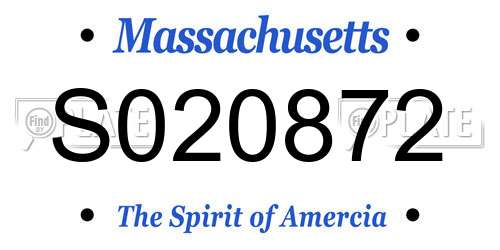 S020872 Massachusetts License Plate