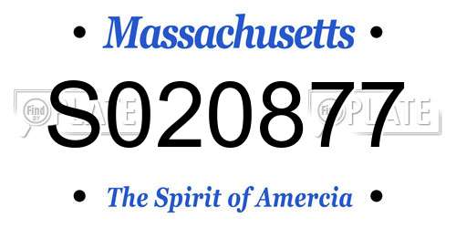 S020877 Massachusetts License Plate