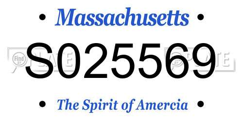 S025569 Massachusetts License Plate
