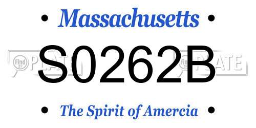 S0262B Massachusetts License Plate