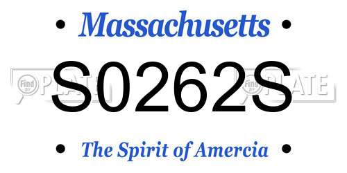 S0262S Massachusetts License Plate