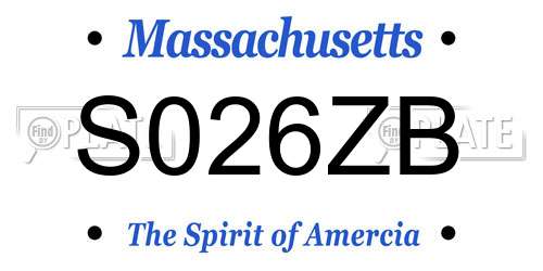 S026ZB Massachusetts License Plate