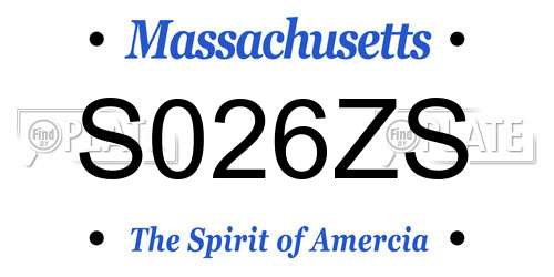 S026ZS Massachusetts License Plate