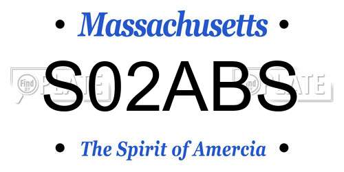 S02ABS Massachusetts License Plate
