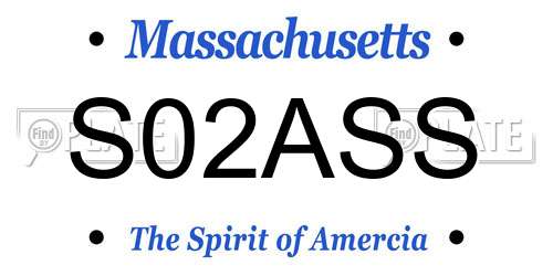 S02ASS Massachusetts License Plate