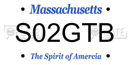 S02GTB Massachusetts License Plate