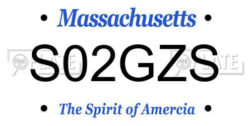S02GZS Massachusetts License Plate