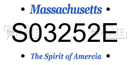 S03252E Massachusetts License Plate