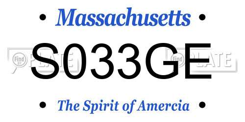 S033GE Massachusetts License Plate