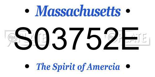 S03752E Massachusetts License Plate