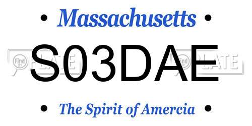 S03DAE Massachusetts License Plate