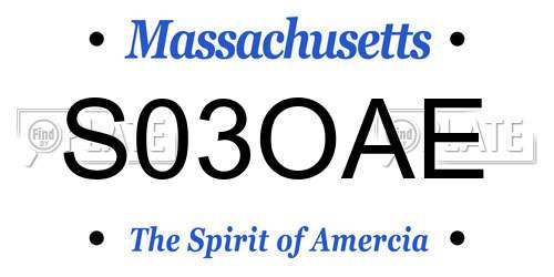 S03OAE Massachusetts License Plate