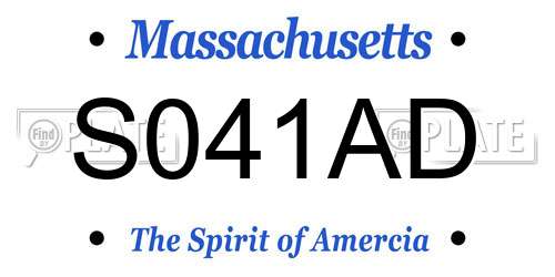 S041AD Massachusetts License Plate