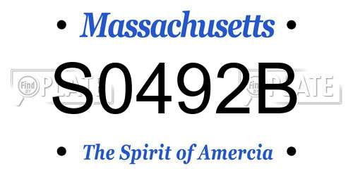 S0492B Massachusetts License Plate