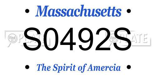 S0492S Massachusetts License Plate