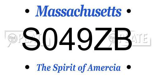 S049ZB Massachusetts License Plate