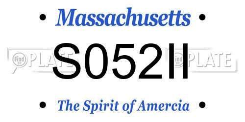S052II Massachusetts License Plate