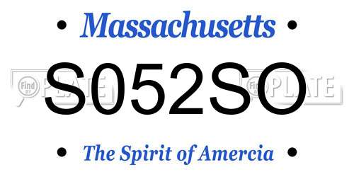 S052SO Massachusetts License Plate