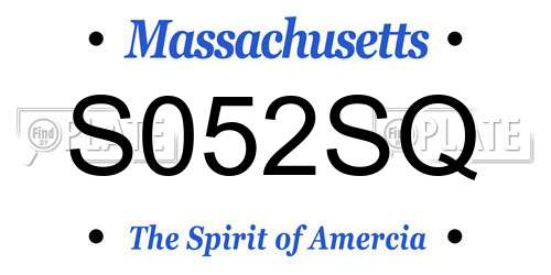 S052SQ Massachusetts License Plate
