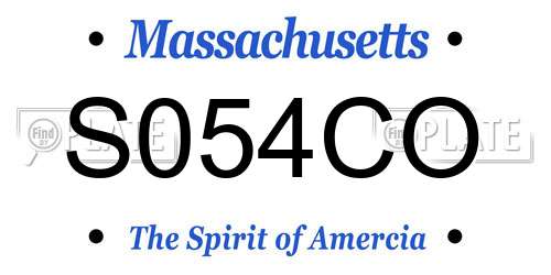 S054CO Massachusetts License Plate