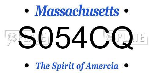 S054CQ Massachusetts License Plate