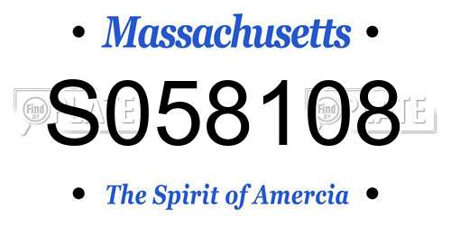 S058108 Massachusetts License Plate