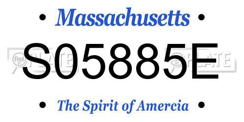 S05885E Massachusetts License Plate