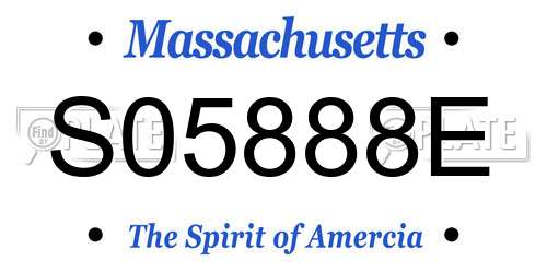 S05888E Massachusetts License Plate