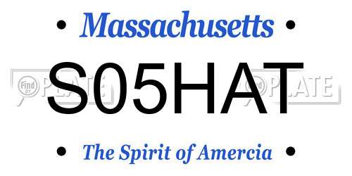 S05HAT Massachusetts License Plate