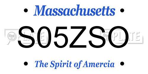 S05ZSO Massachusetts License Plate