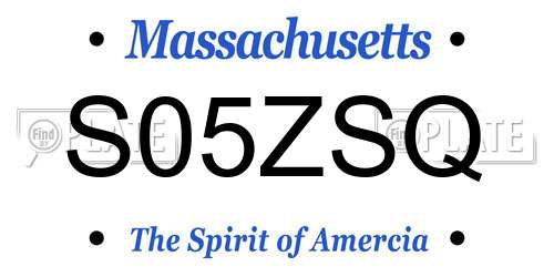 S05ZSQ Massachusetts License Plate