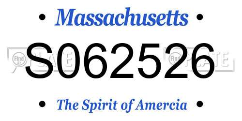 S062526 Massachusetts License Plate